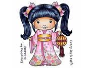 La La Land Crafts LA5261 Cling Stamps 4.5 x 3.5 in. Kimono Marci With Lantern