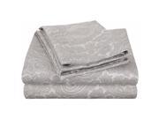 Cotton Rich 600 Thread Count Italian Paisley Sheet Set Full Grey