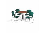 OFM PKG BRK 061 0019 Breakroom Package Featuring 36 in. Round Mesh Base Multi Purpose Table with Four Multi Use Stack Vinyl Seat Back Chairs