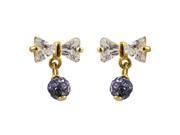Dlux Jewels SS 4m asst 4 mm Sterling Silver Cubic Zirconia Bow with Hanging Crystal Ball Earrings