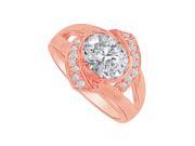 Fine Jewelry Vault UBNR82557P149X7CZ Oval CZ Split Shank Ring in 14K Rose Gold