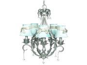 Jubilee Collection 7799 2411 314 Chand 5 Arm Caesar Pewter with Ch Shade Plain Blue with Champagne sash