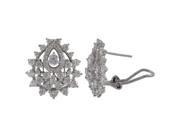 Dlux Jewels Sterling Silver Post Clip Earrings White Cubic Zirconias