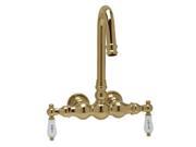 World Imports 111520 Leg Tub Filler with Hot and Cold Porcelain Lever Handles Polished Brass