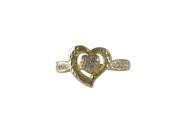 Dlux Jewels Gold Tone Sterling Silver Hammered Open Heart with Cubic Zirconia Ring Size 5