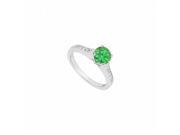 Fine Jewelry Vault UBJS224AW14DE 14K White Gold Emerald Diamond Engagement Ring 0.60 CT TGW 10 Stones