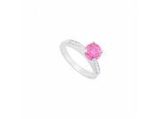 Fine Jewelry Vault UBUJS554AW14CZPS Created Pink Sapphire CZ Engagement Rings in 14K White Gold 0.75 CT TGW 8 Stones