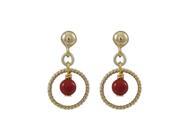 Dlux Jewels Red 4 mm Ball 10 mm Braided Ring with Gold Filled Ball Post Earrings 0.75 in.