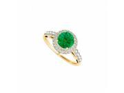 Fine Jewelry Vault UBUNR84677AGVYCZE CZ Emerald Halo Ring in 18K Yellow Gold Vermeil 8 Stones