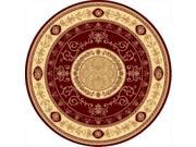 Rugs America 20957 5 ft. 3 in. New Vision French Aubusson Cherry Round Area Rug