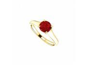 Fine Jewelry Vault UBURSRD122099Y14R July Birthstone Created Ruby Engagement Rings in 14K Yellow Gold