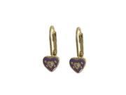 Dlux Jewels Lavender Enamel Heart 0.63 in. Gold Tone Brass Wire Earrings