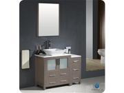 Fresca FVN62 3012GO VSL Fresca Torino Gray Oak Modern Bathroom Vanity with Side Cabinet Vessel Sink 42 in.