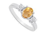 Fine Jewelry Vault UBNR83437AG9X7CZCT Citrine CZ Three Stones Ring in 925 Sterling Silver 2 Stones