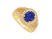 Fine Jewelry Vault UBUNR83069Y149X7CZS Sapphire CZ Filigree Design Ring in 14K Yellow Gold 48 Stones