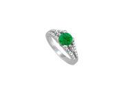 Fine Jewelry Vault UBUNR50340AGCZE May Birthstone Emerald CZ Ring in Sterling Silver 24 Stones