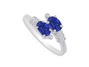 Fine Jewelry Vault UBUNR81088AG6X4CZS Sapphire CZ Designer Engagement Ring 1 CT TGW 2 Stones