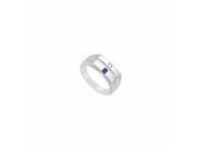 Fine Jewelry Vault UBMRIC536W14DS 101 Mens Diamond Sapphire Ring in 14K White Gold 0.25 CT TGW