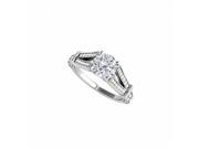 Fine Jewelry Vault UBNR50785EW14CZ Split Shank Round CZ Engagement Ring in 14K White Gold