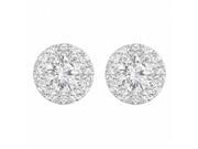 Fine Jewelry Vault UBNERHR10014W14CZ CZ Halo Studs Earrings in 14K White Gold 2 Stones