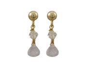 Dlux Jewels Gold Filled Post Earrings with White 4 mm Swarovski Bead White 5 x 5 mm Cubic Zirconia Teardrop 0.75 in.