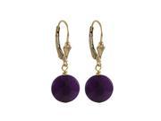 Dlux Jewels Amethyst Semi Precious 10 mm Round Flat Stone Gold Filled Lever Back Earrings 1.18 in.