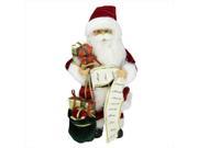 NorthLight 16 in. Standing Traditional Santa Holding A List Of Names And Gift Bag