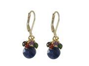 Dlux Jewels Sodalite Blue Semi Precious Stones with Gold Plated Brass Lever Back Earrings 1.42 in.
