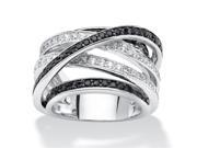 Palm Beach Jewelry 565289 1.70 TCW Round Black and White Cubic Zirconia Crossover Ring Silvertone Size 9