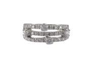 Dlux Jewels Sterling Silver Cubic Zirconia Ring 3 Row 6 in.