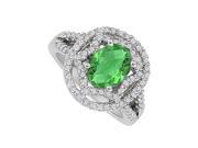 Fine Jewelry Vault UBUNR83577AG9X7CZE Oval Emerald CZ Designer Engagement Ring For Her 16 Stones