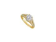 Fine Jewelry Vault UBNR83885AGVYCZ CZ Split Shank Engagement Ring in Yellow Gold Vermeil