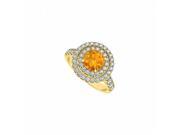 Fine Jewelry Vault UBNR50424AGVYCZCT November Birthstone Citrine Double Circle of CZ Halo Engagement Ring 18K Yellow Gold Vermeil 8 Stones