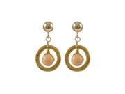 Dlux Jewels Peach 4 mm Ball Gold Plated Brass Ring Gold Filled Post Earrings 0.71 in.