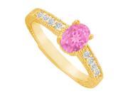 Fine Jewelry Vault UBUNR82898Y149X7CZPS Oval Pink Sapphire CZ Ring in 14K Yellow Gold 4 Stones