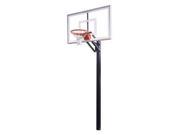 First Team Champ Nitro Steel Glass In Ground Adjustable Basketball System Saddle Brown