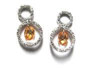 Dlux Jewels Sterling Silver champagne Circle Earrings Cubic Zirconia