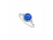 Fine Jewelry Vault UBNR50567W14DS September Birthstone Round Sapphire Diamonds Engagement Ring in 14K White Gold 6 Stones
