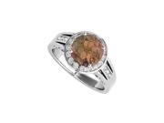 Fine Jewelry Vault UBNR83556W14CZSQ CZ Smoky Quartz Halo Engagement Ring in 14K White Gold 2.25 CT TGW June Birthstone Gift 22 Stones