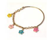 Dlux Jewels Multi Color Enamel Flowers Gold Tone Brass Bangle Bracelet