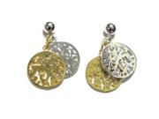 Dlux Jewels Sterling Silver Two Tone Post Earrings