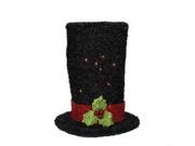 NorthLight 9 in. Lighted Black Tinsel Snowman Top Hat Christmas Tree Topper Clear Lights