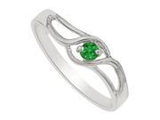 Fine Jewelry Vault UBNR81498W14E Natural Emerald Prong Set Swift Twist Birthstone Mother Ring in 14K White Gold