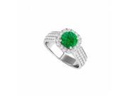 Fine Jewelry Vault UBUNR50884EAGCZE CZ Emerald Halo Engagement Ring 1.75 CT TGW 54 Stones