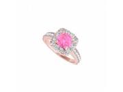 Fine Jewelry Vault UBUNR50875EP14CZPS September Birthstone Pink Sapphire CZ Halo Ring 4 Stones
