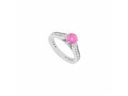 Fine Jewelry Vault UBUJS1154AW10CZPS Created Pink Sapphire CZ Engagement Ring 10K White Gold 1 CT TGW 32 Stones