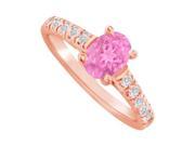 Fine Jewelry Vault UBUNR82901P148X6CZPS Oval Pink Sapphire CZ Engagement Ring in 14K Rose Gold 10 Stones