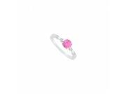 Fine Jewelry Vault UBUJS3063AW14CZPS September Birthstone Created Pink Sapphire CZ Engagement Ring in 14K White Gold 0.75 CT TGW 4 Stones