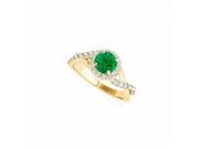 Fine Jewelry Vault UBUNR50886EAGVYCZE Criss Cross Emerald CZ Ring in 18K Yellow Gold Vermeil 30 Stones