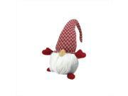 NorthLight 12 in. Red And Grey Checkered Arnold Sitting Chubby Santa Gnome Table Top Christmas Figure